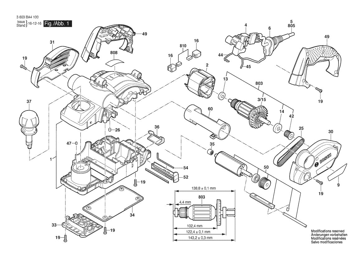 3603BA4101 Bosch Planer Parts Diagram