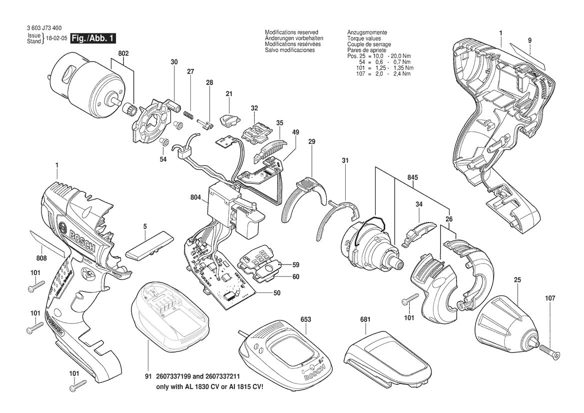 3603J73401 Bosch Cordless Drill Parts Diagram