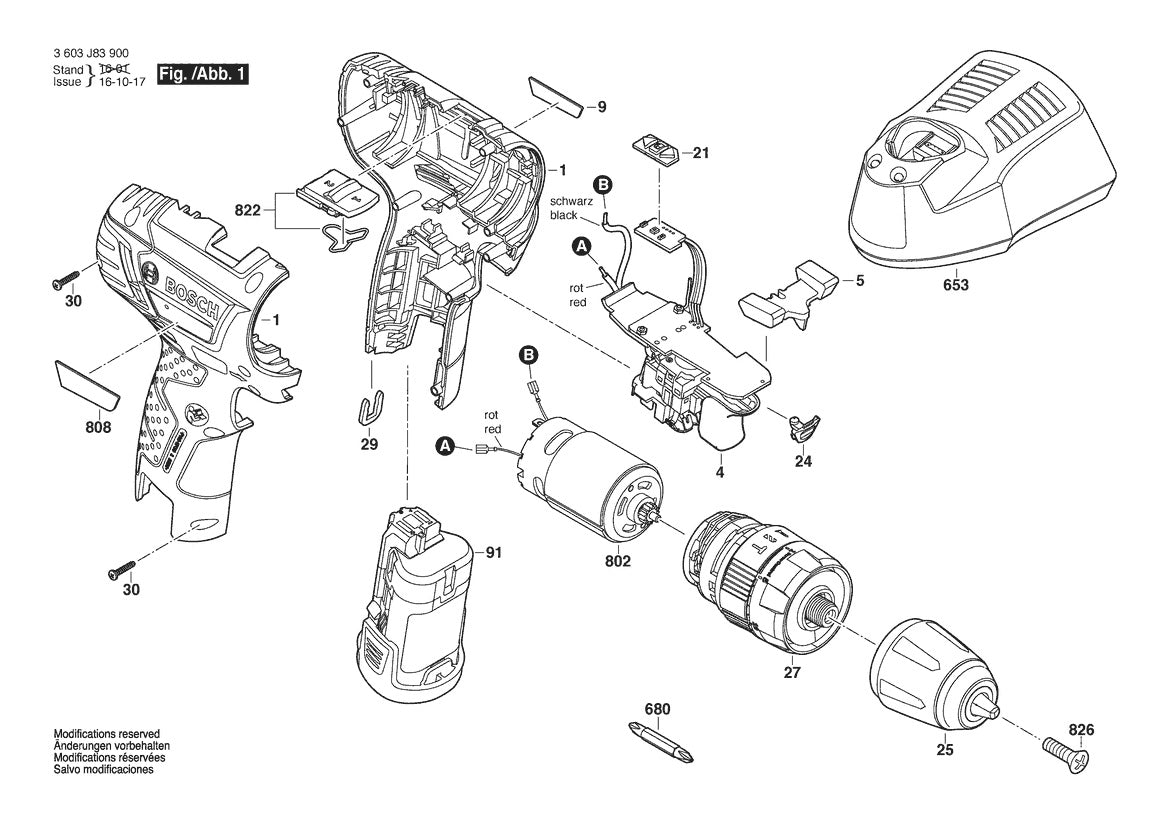 3603J83900 Bosch Cordless Drill Parts Diagram