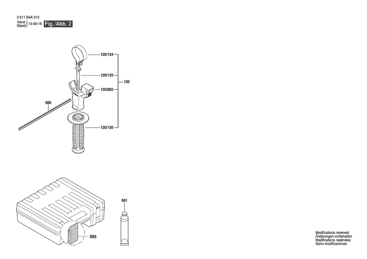 3611B4A012 Bosch Hammer Drill Parts Diagram