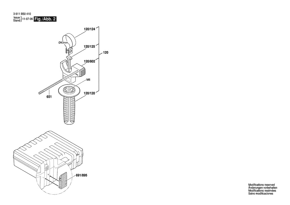 3611B50410 Bosch Rotary Hammer Parts Diagram