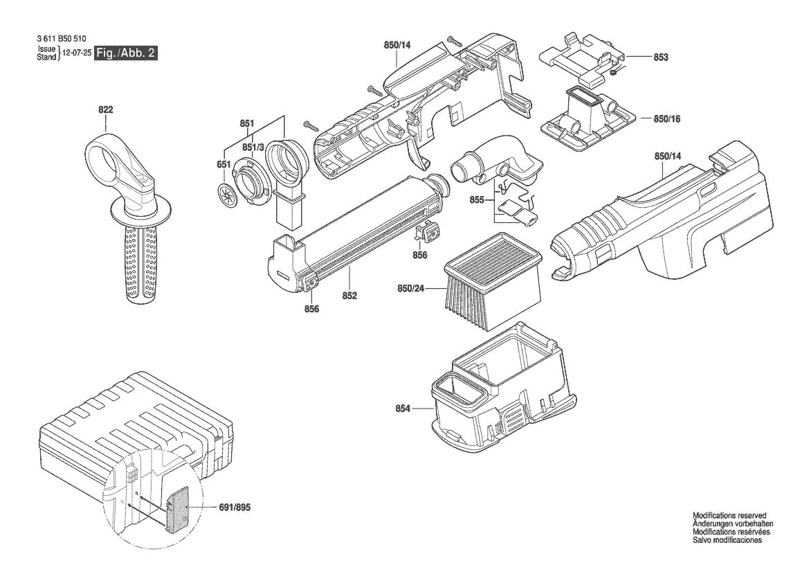 3611B50411 Bosch Hammer Drill Parts Diagram
