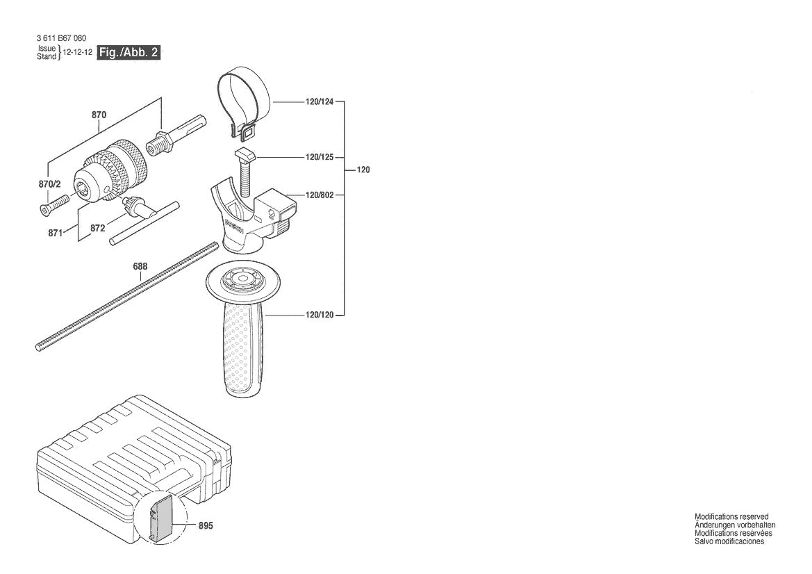3611B670B0 Bosch Rotary Hammer Parts Diagram