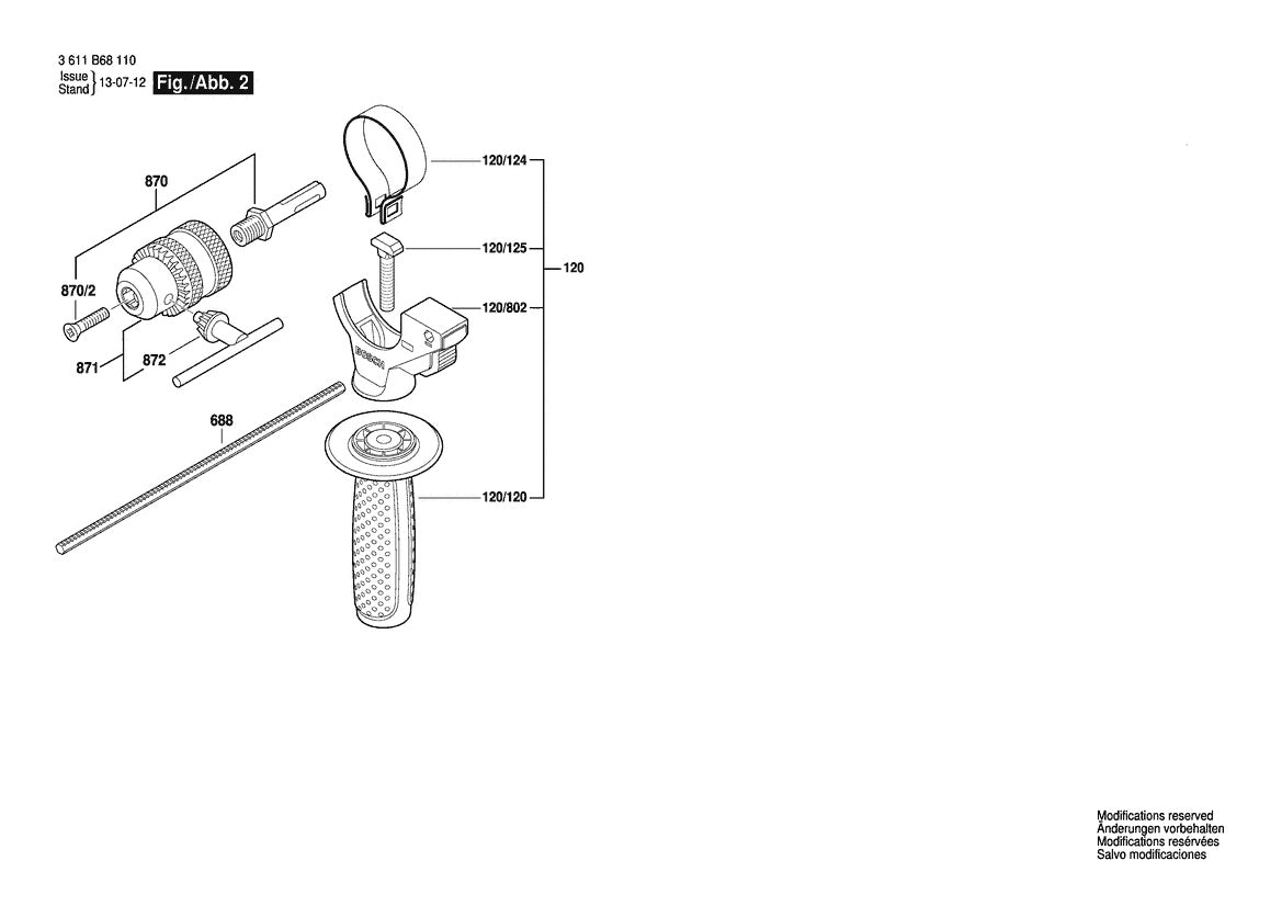 3611B68110 Bosch Rotary Hammer Parts Diagram