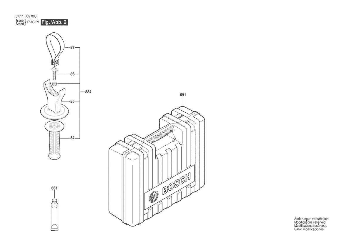 3611B69020 Bosch Rotary Hammer Bosch Rotary Hammer Parts Diagram
