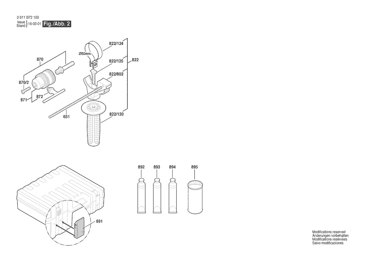 3611B72100 Bosch Rotary Hammer Parts Diagram