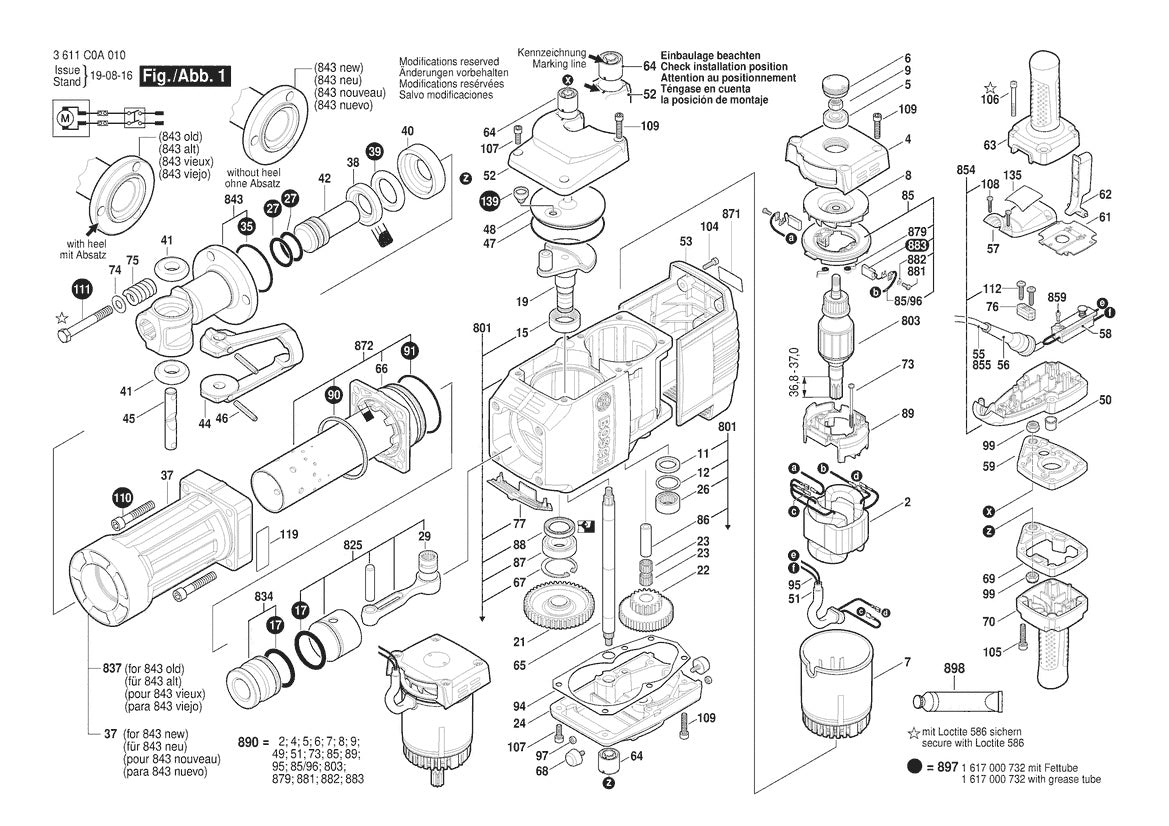 3611C0A011 Bosch Demolition Hammer Parts Diagram