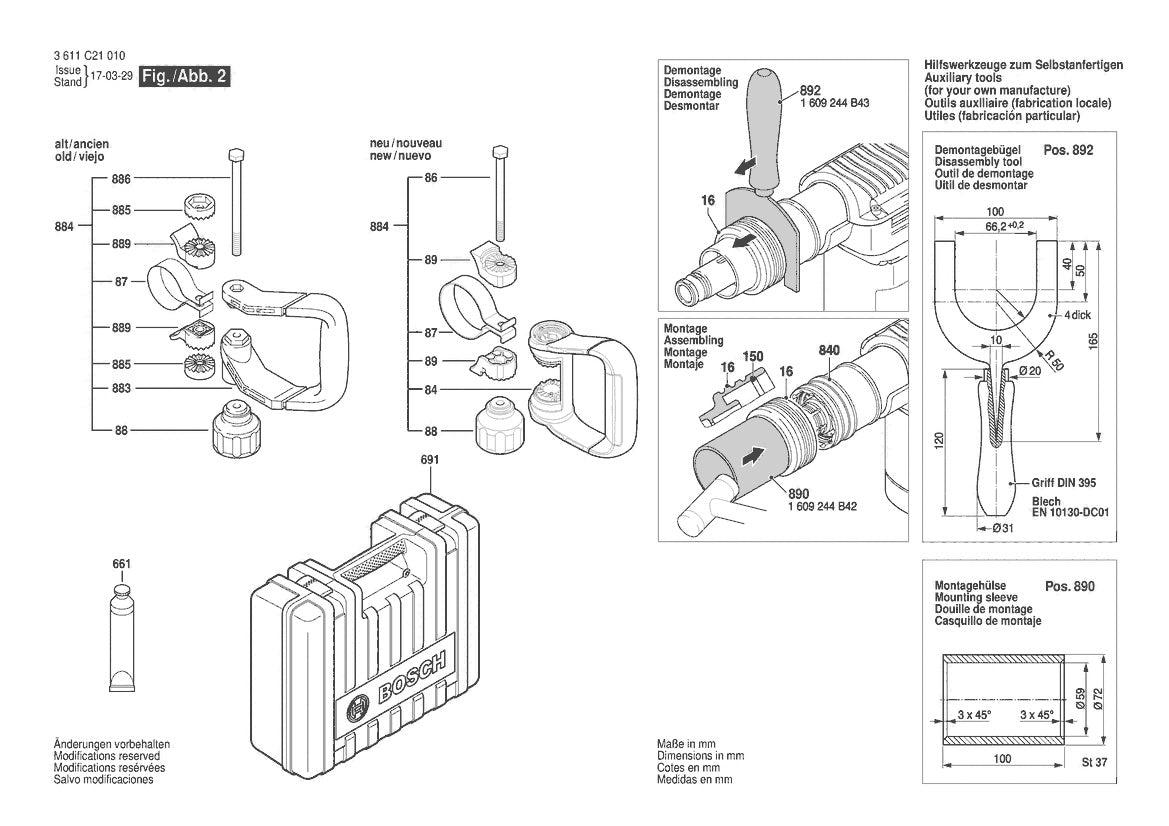 3611C21010 Bosch Demolition Hammer Parts Diagram