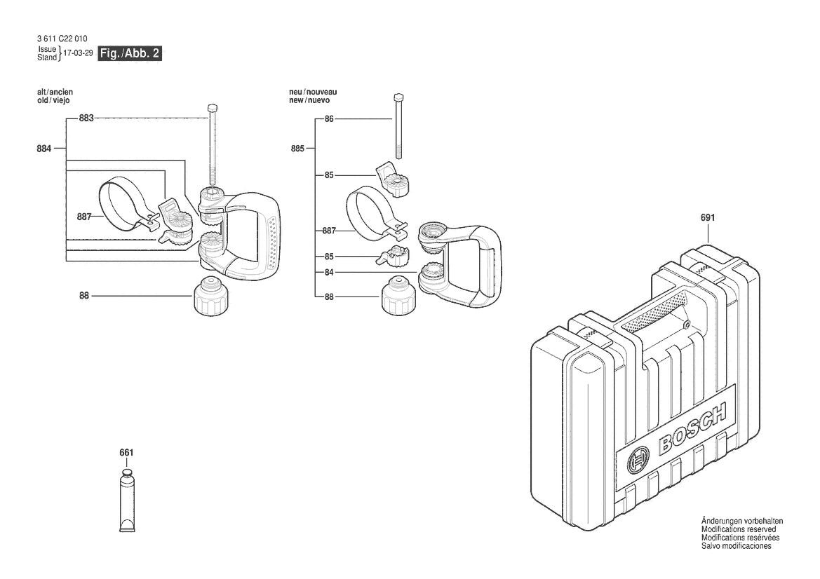 3611C22010 Bosch Demolition Hammer Parts Diagram