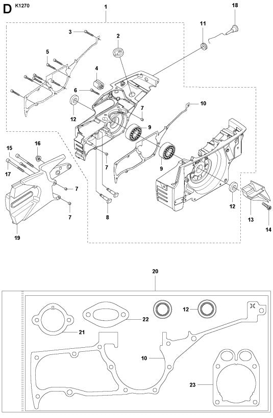 K1270 Crankcase Assembly Parts