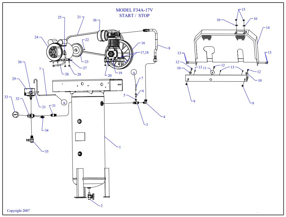 F34A-17V-SSC Vertical Single & Three Phase Assembly Parts By Jenny