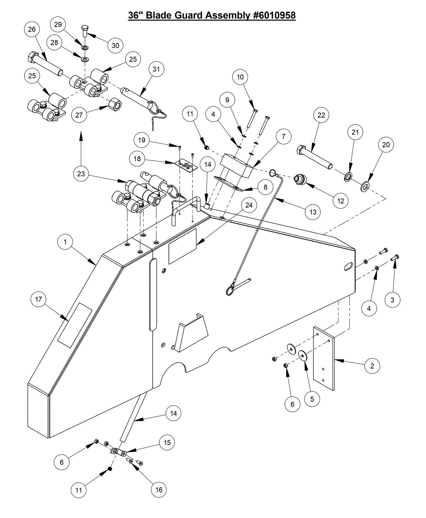CC3700E-3 36'' Blade Guard Assembly
