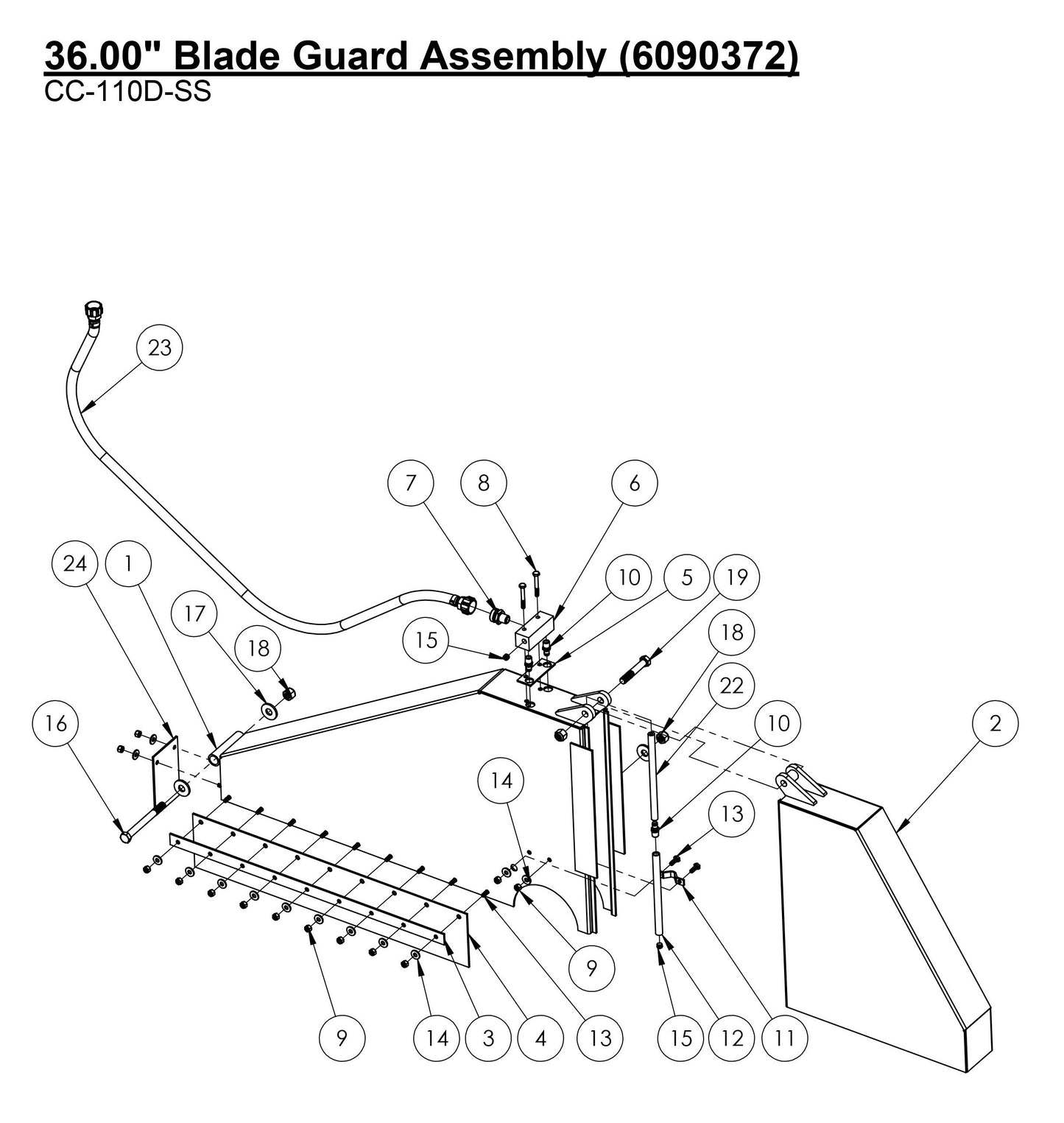 CC-110D-SS 36.00" Blade Guard Assembly Parts