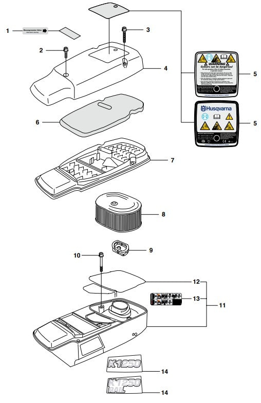 K1250 Air Filter Assembly Parts