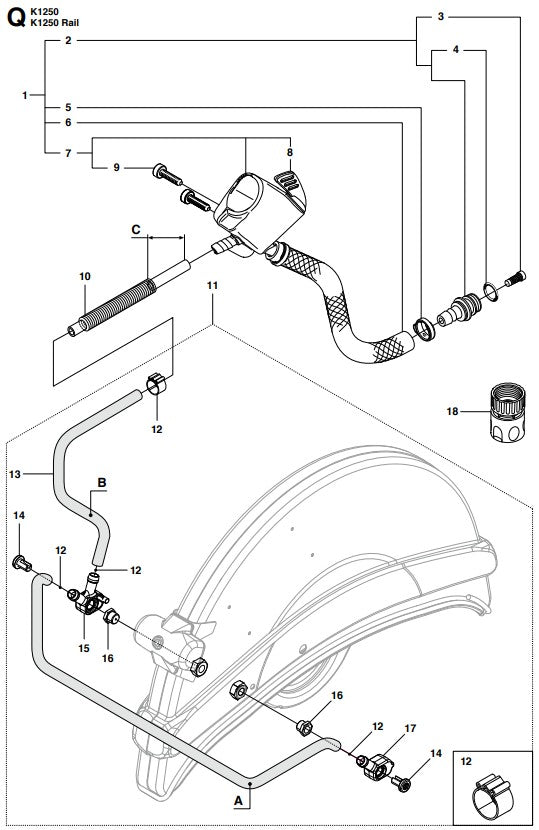 K1250 Water Hose Kit Assembly Parts