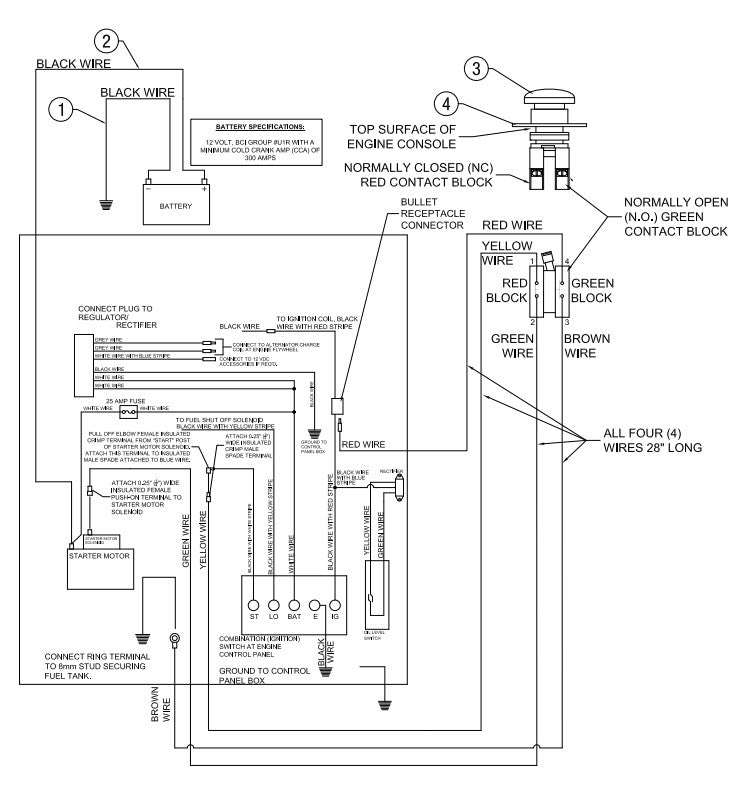 AW21-H Electric Schematic, 20HP Honda Engine with Electric Start Assembly Parts By Allen Engineering