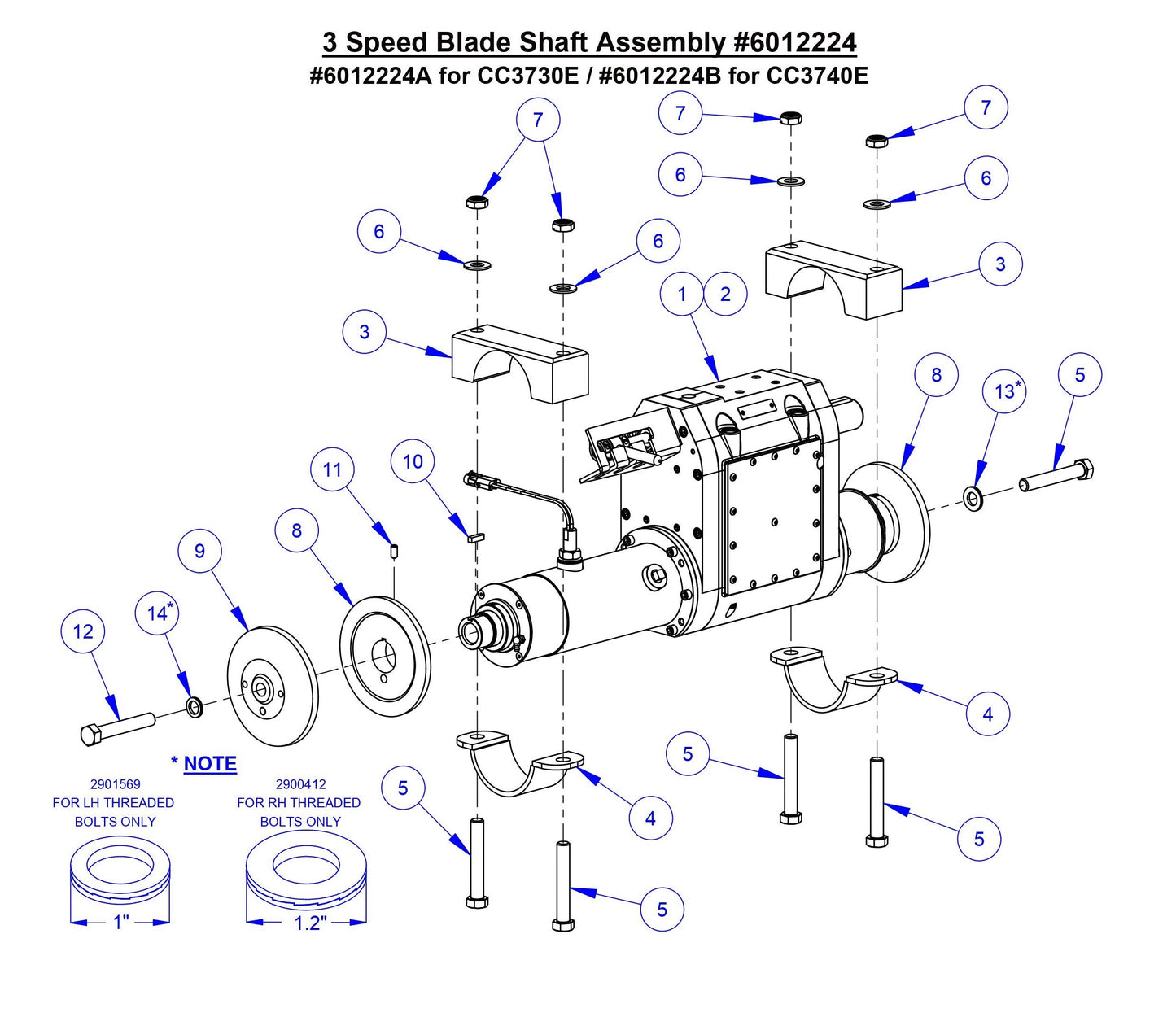 CC3700E-3 3 Speed Blade Shaft Assembly