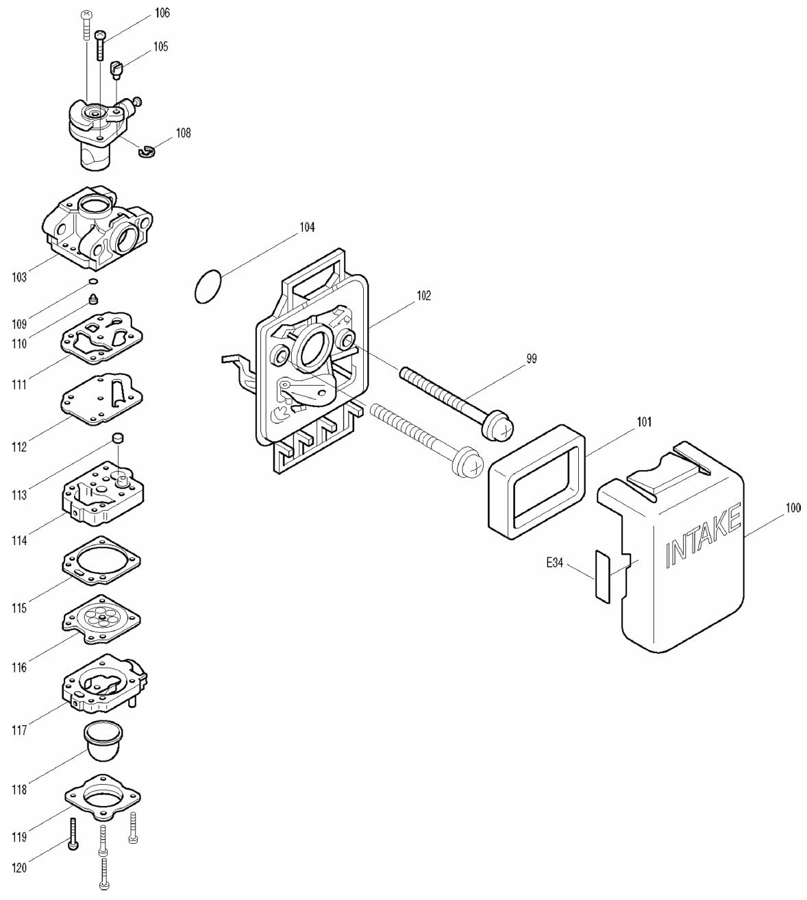 RBC201 Grass Trimmer Assembly Parts 3 by Makita