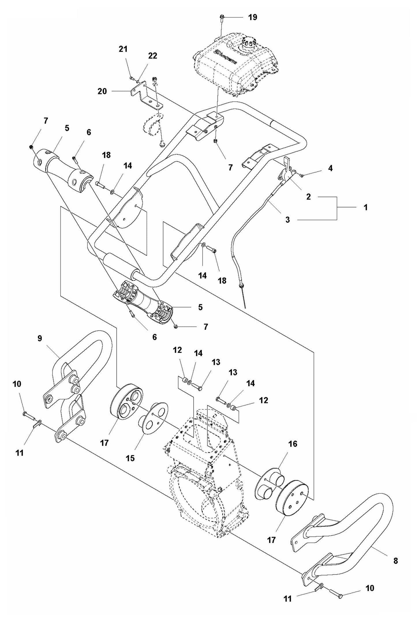LT 8005 Handle Assembly Parts by Husqvarna