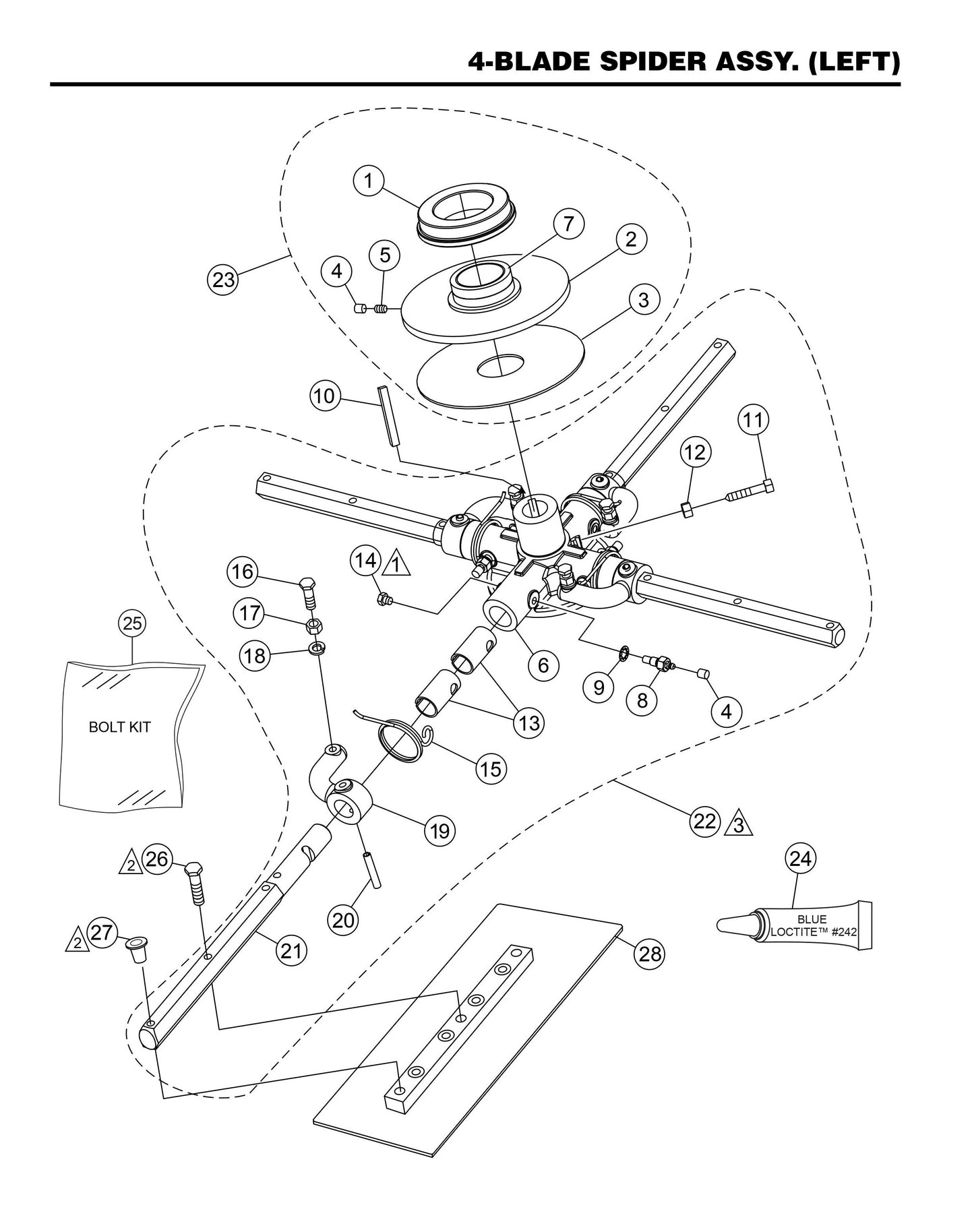 HHXDF4 HHXDF5 4-Blade Spider Assembly (Left)