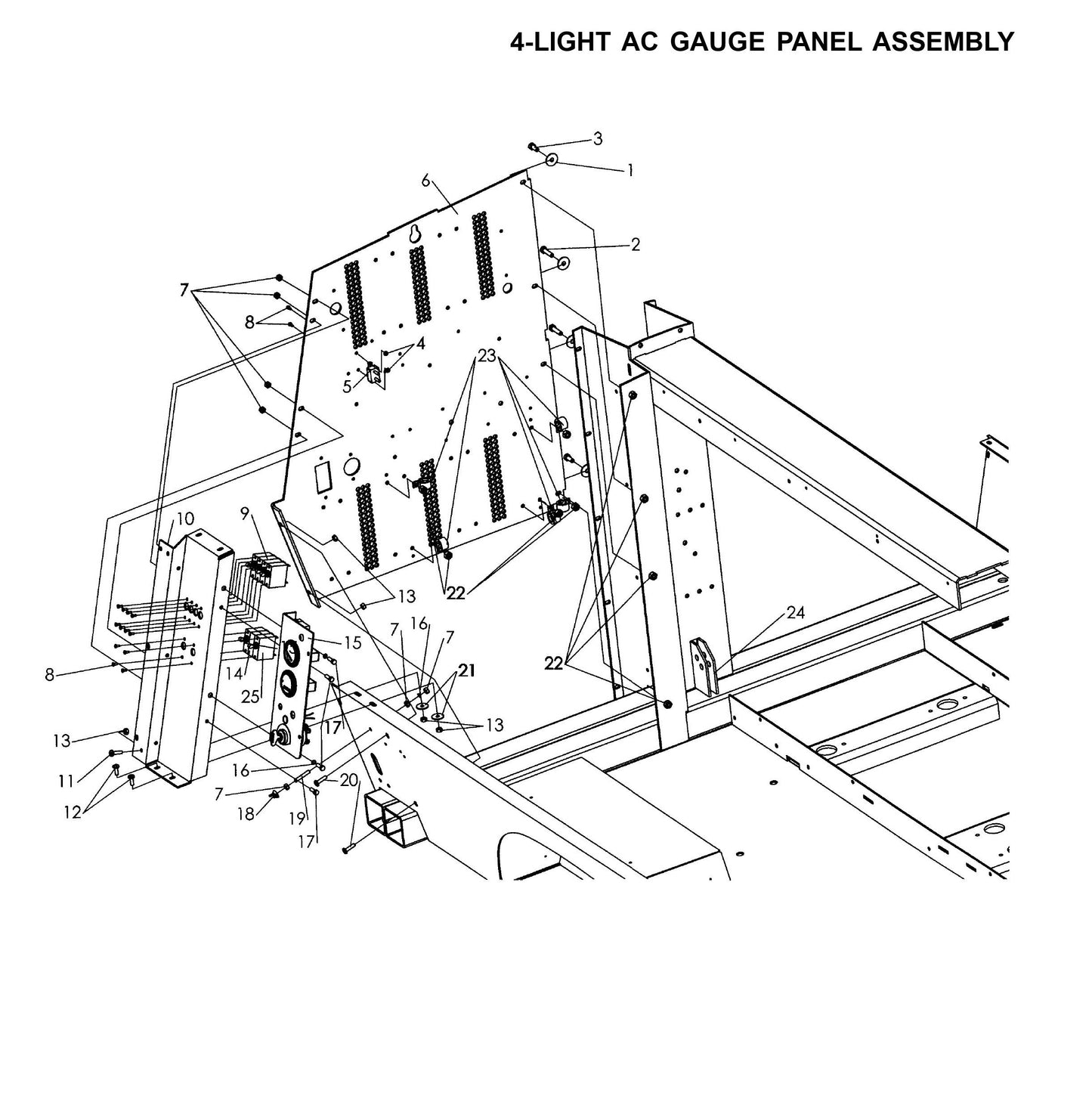 Maxi-Lite 15330 and 20330-4-Light AC Gauge Panel Assembly Parts By Allmand