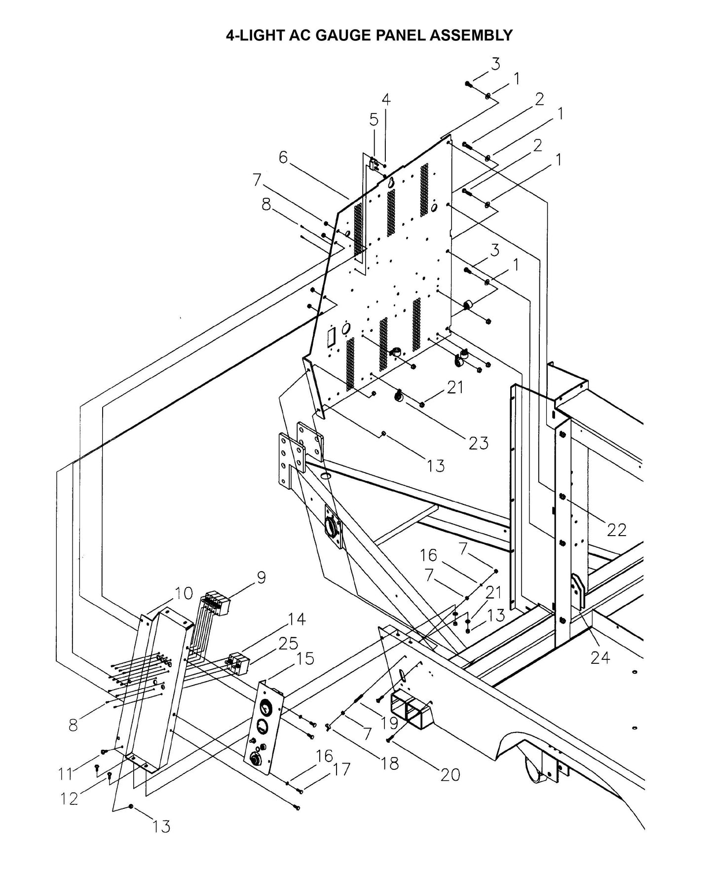 Maxi-Lite Laydown 6-8KW-4-Light AC Gauge Panel Assembly Parts By Allmand
