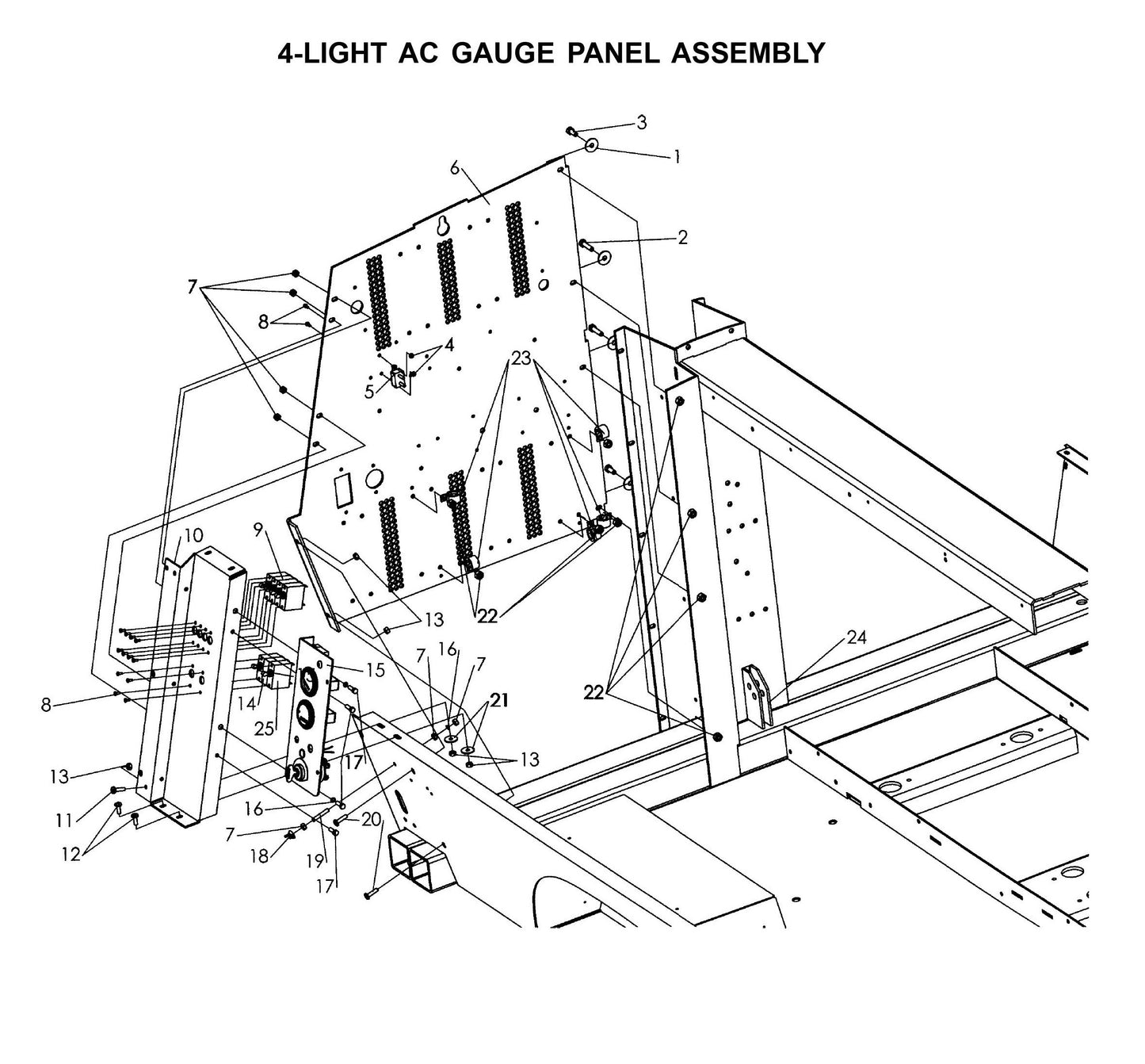 Maxi-Lite Laydown 15-20KW-4-Light AC Gauge Panel Assembly Parts By Allmand