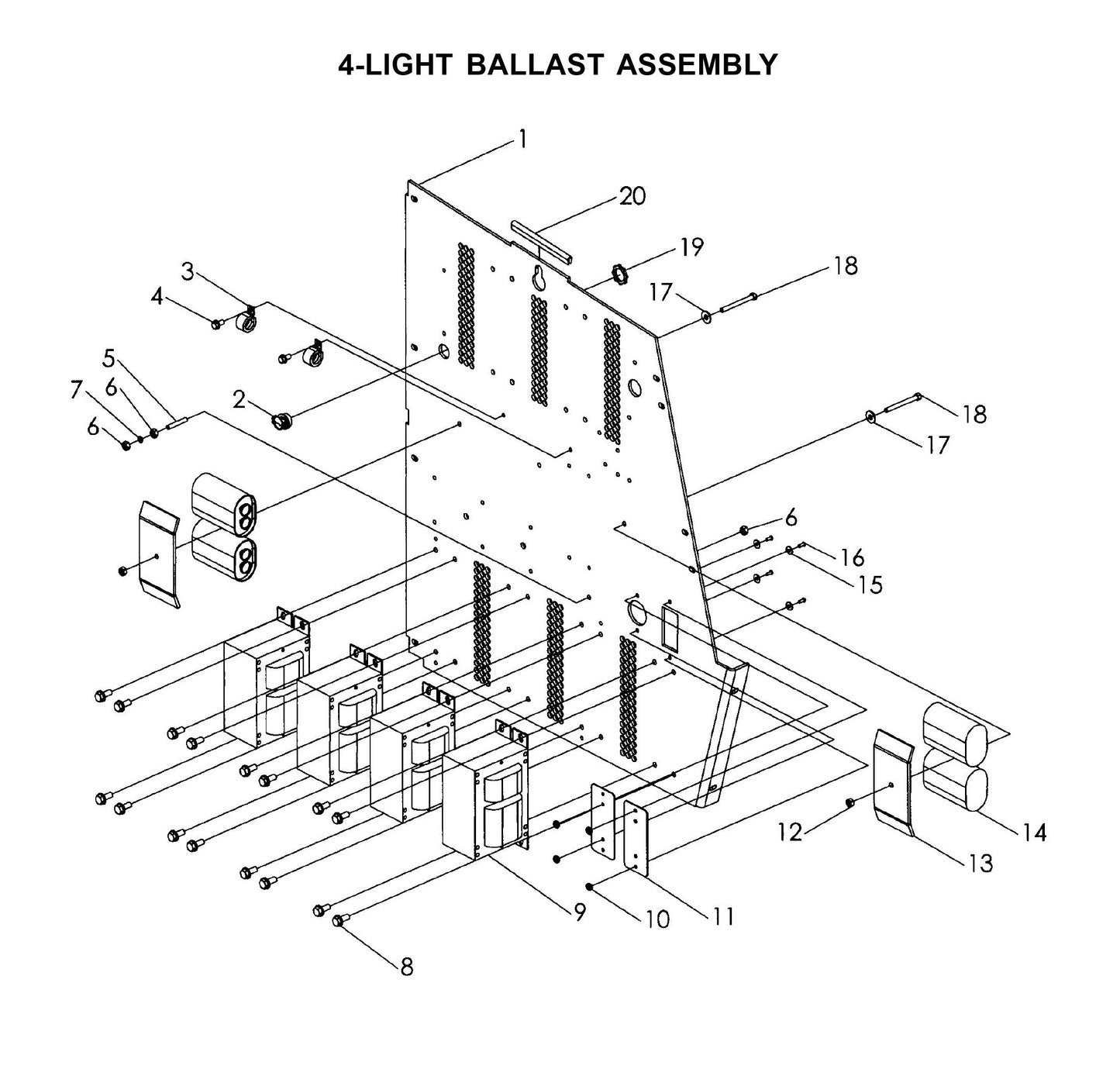 Maxi-Lite Laydown 15-20KW-4-Light Ballast Assembly Parts By Allmand