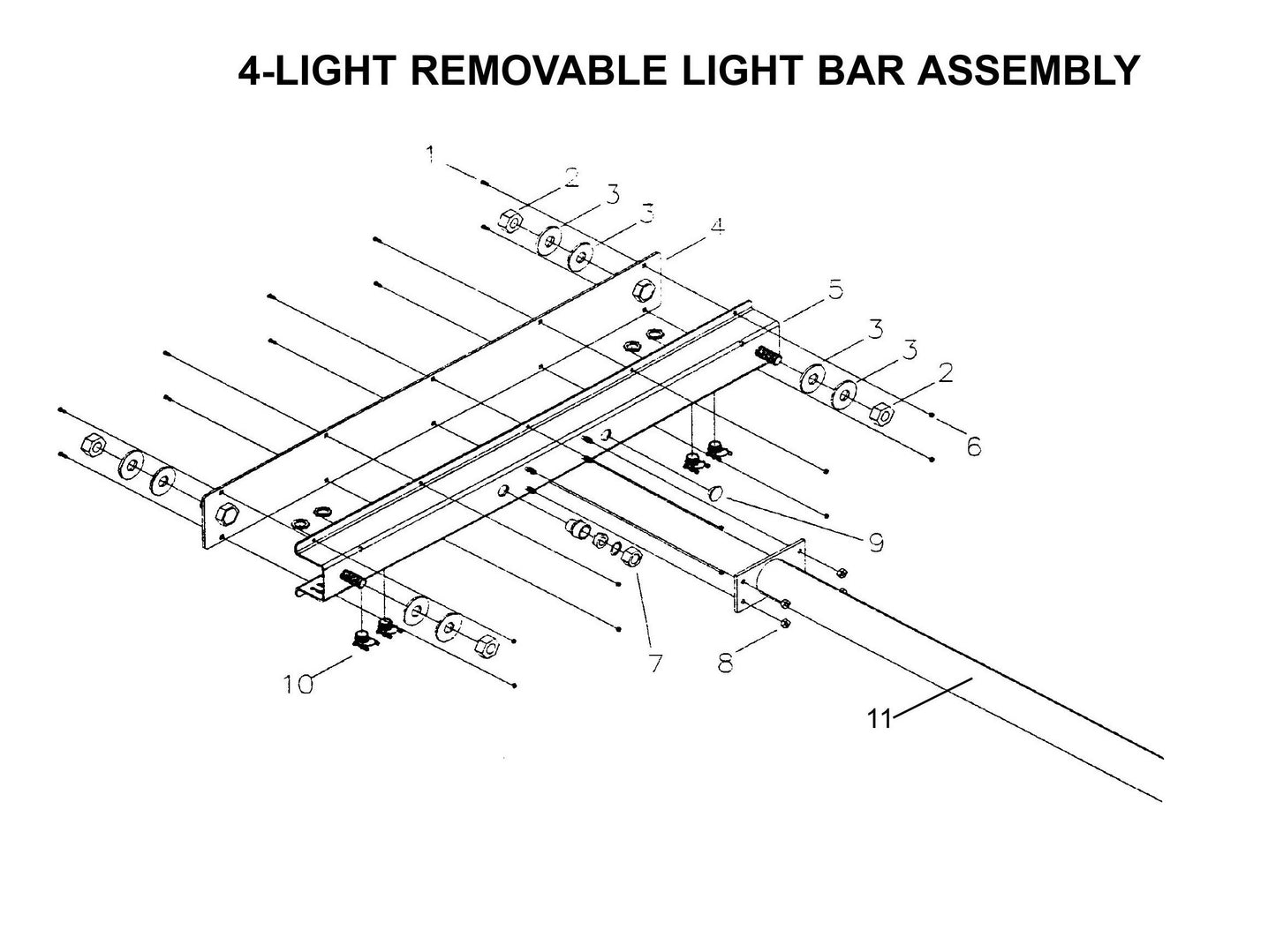 Maxi-Lite Laydown 6-8KW-4-Light Removable Light Bar Assembly Parts By Allmand