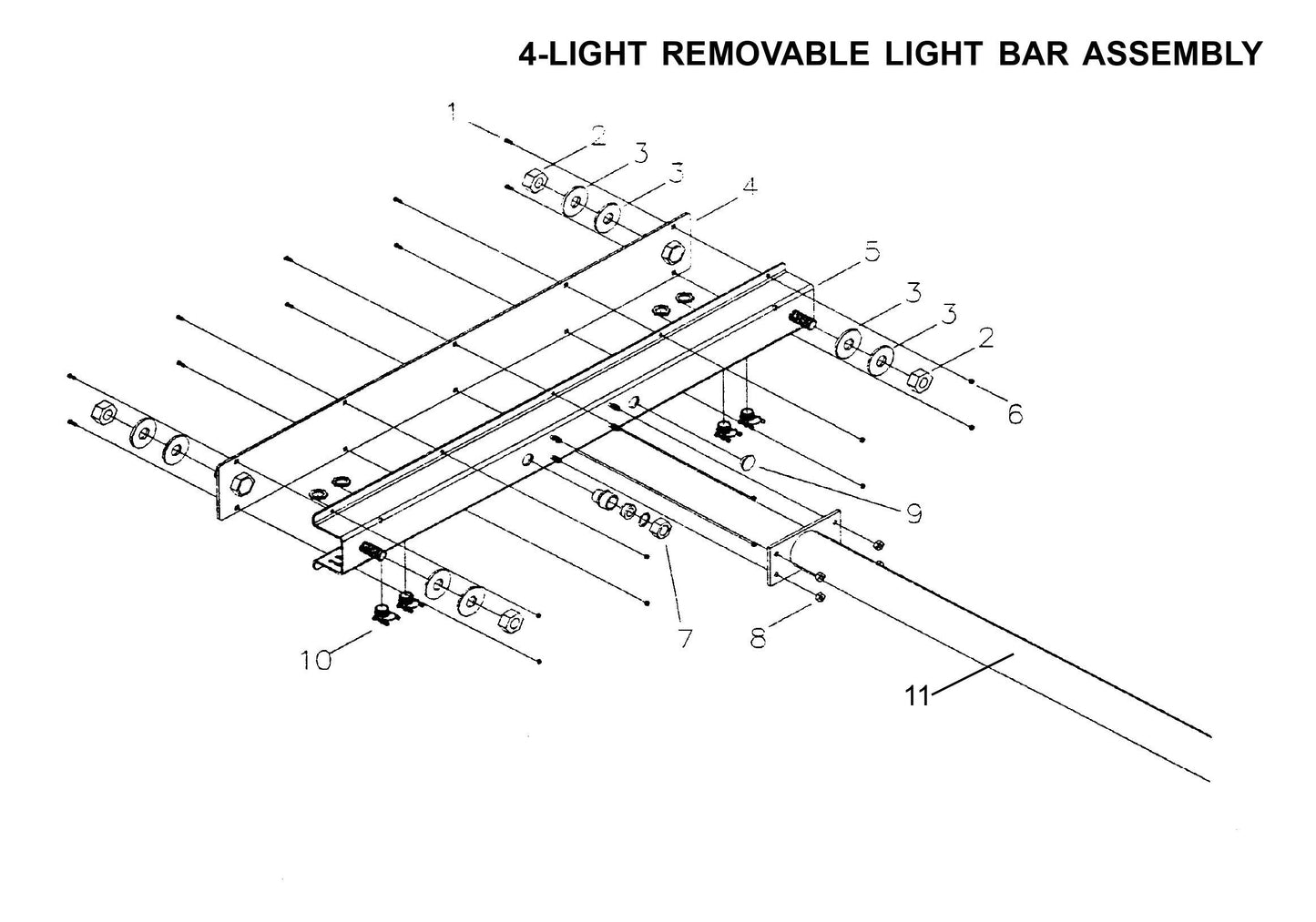 Maxi-Lite 15330 and 20330-4-Light Removable Light Bar Assembly Parts By Allmand