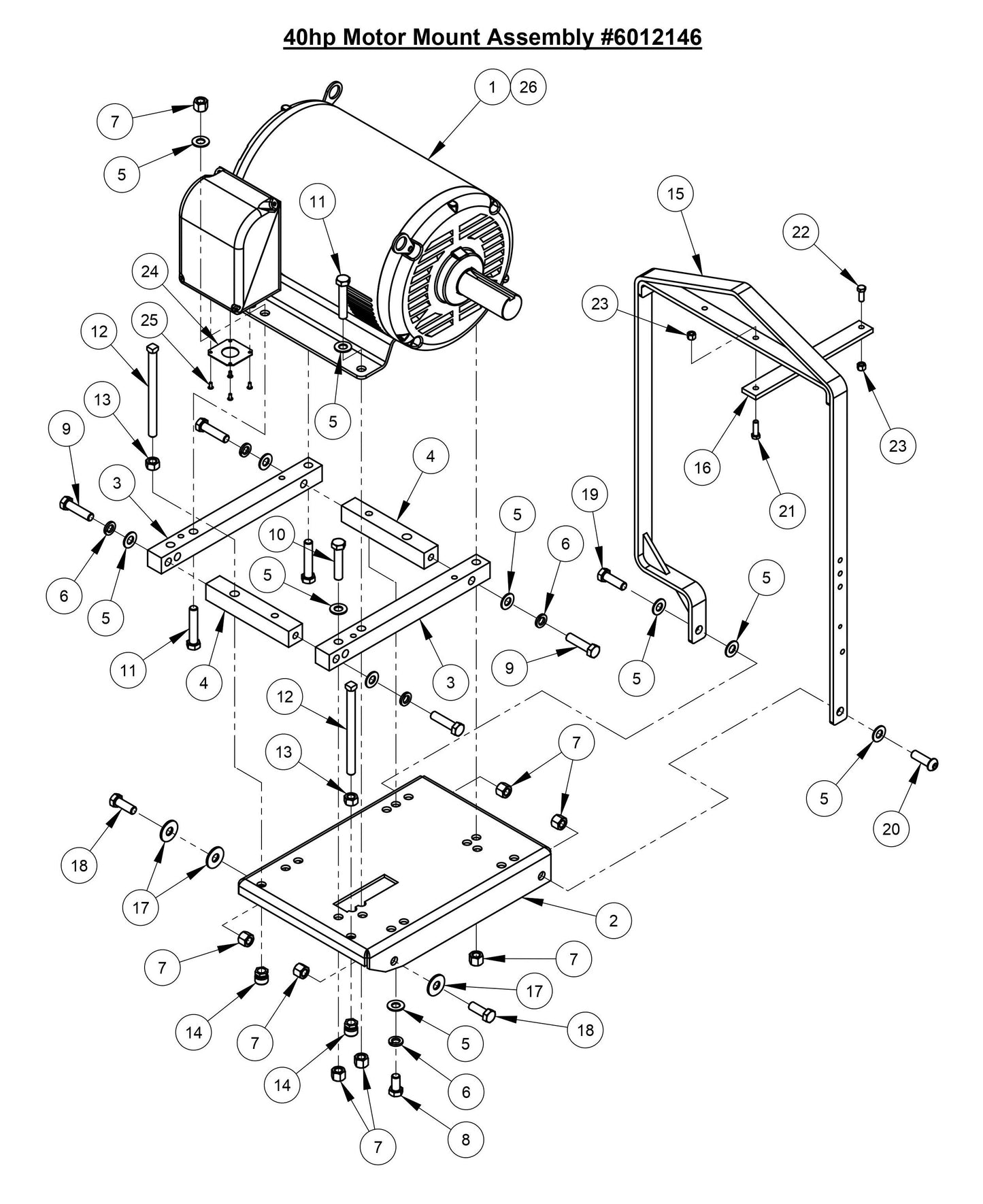 CC3700E 40HP Motor Mount Assembly