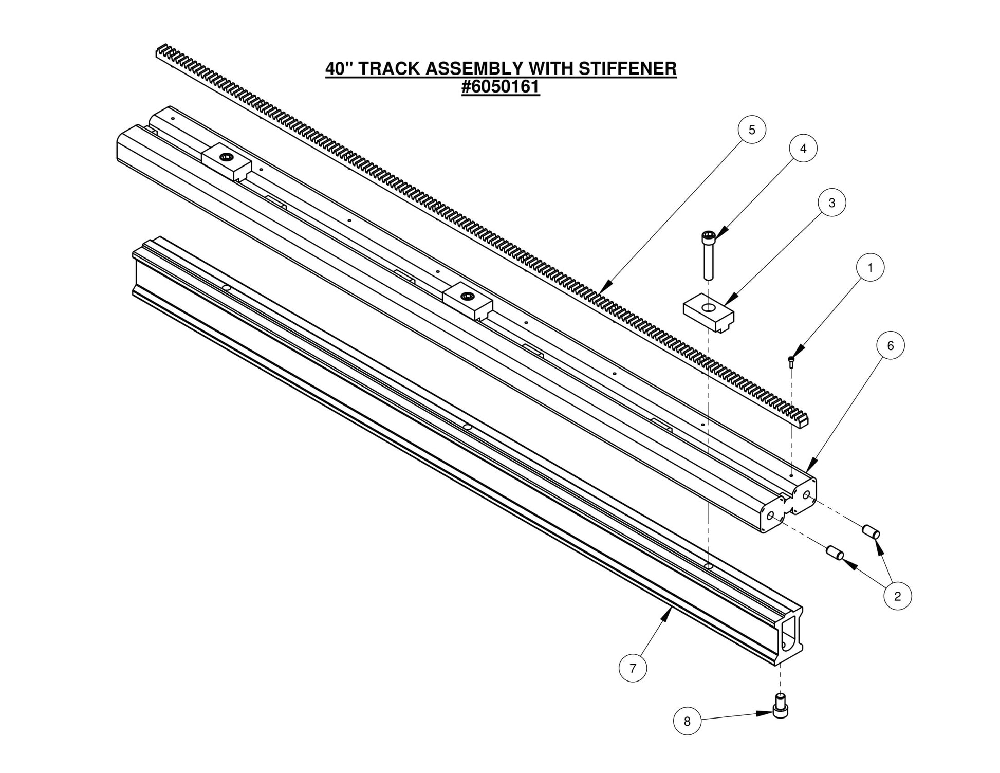CC1600 40" Track Assembly With Stiffener