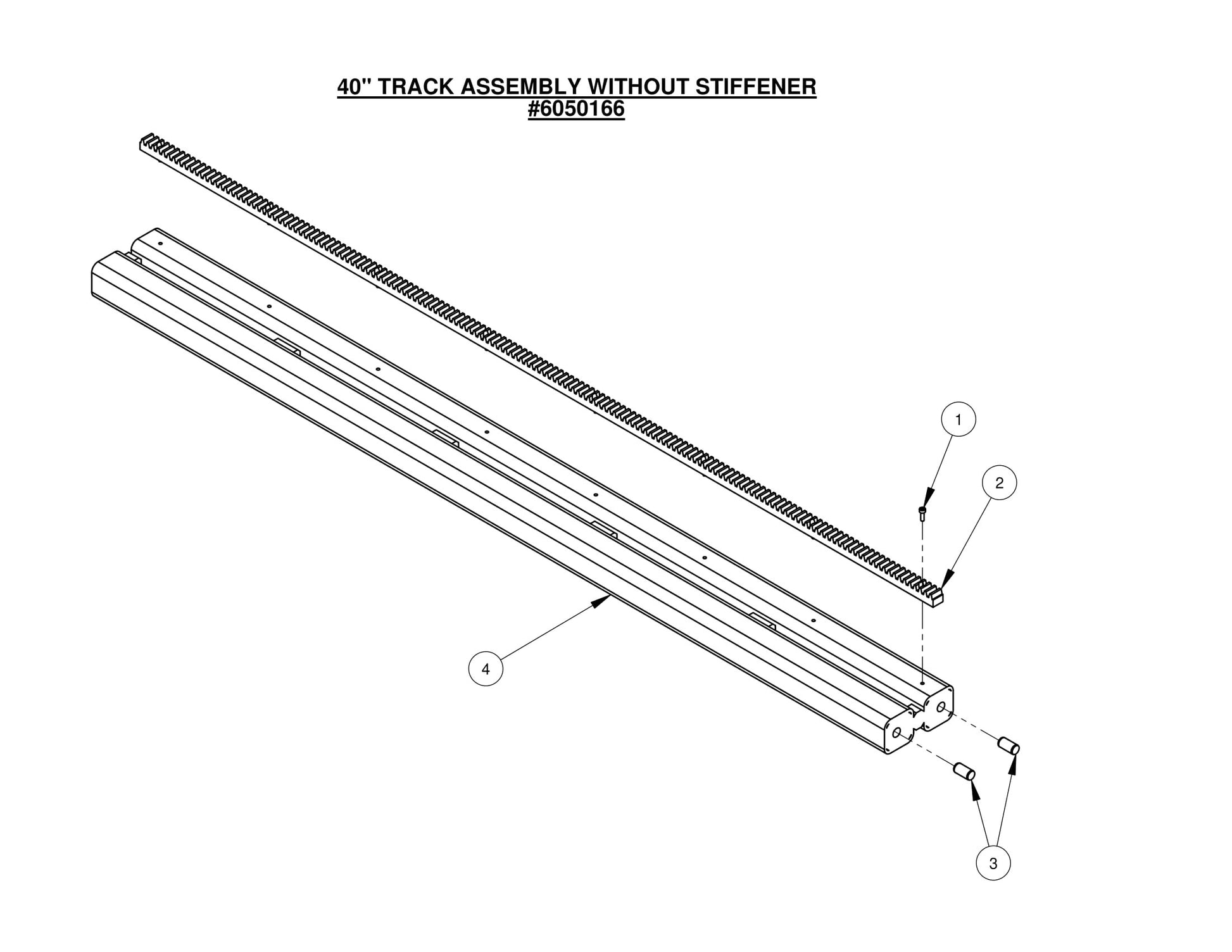 CC1600 40" Track Assembly Without Stiffener