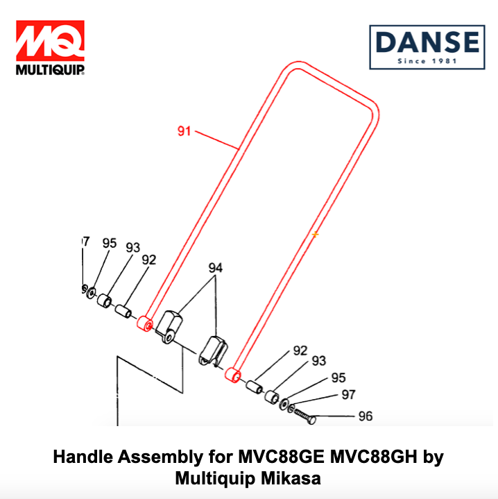 416115930 Handle for Multiquip Mikasa MVC98D2 Plate Tamper Compactor
