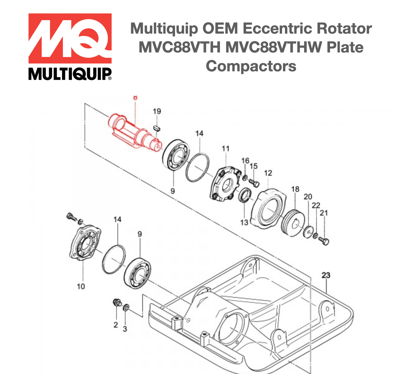 ECCENTRIC ROTATOR MVC88VTH/VTHW fits MVC88VTH Plate Compactor by MULTIQUIP Mikasa 416218390