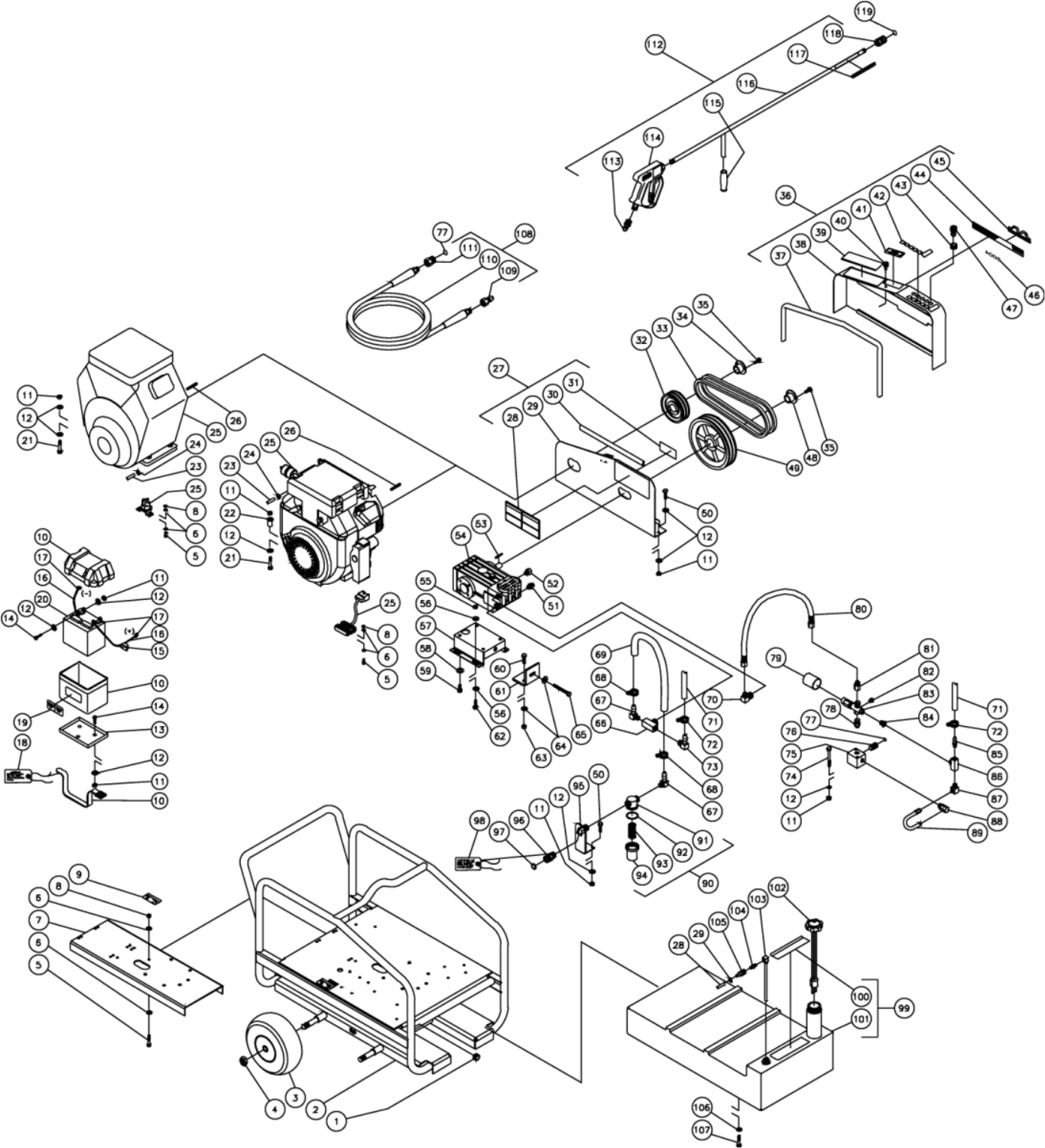 CWC-5004-0MGH (sn:10020477-99999999), CWC-5004-0MGV (sn:10005895-99999999) Frame Assembly Parts by Mi-T-M