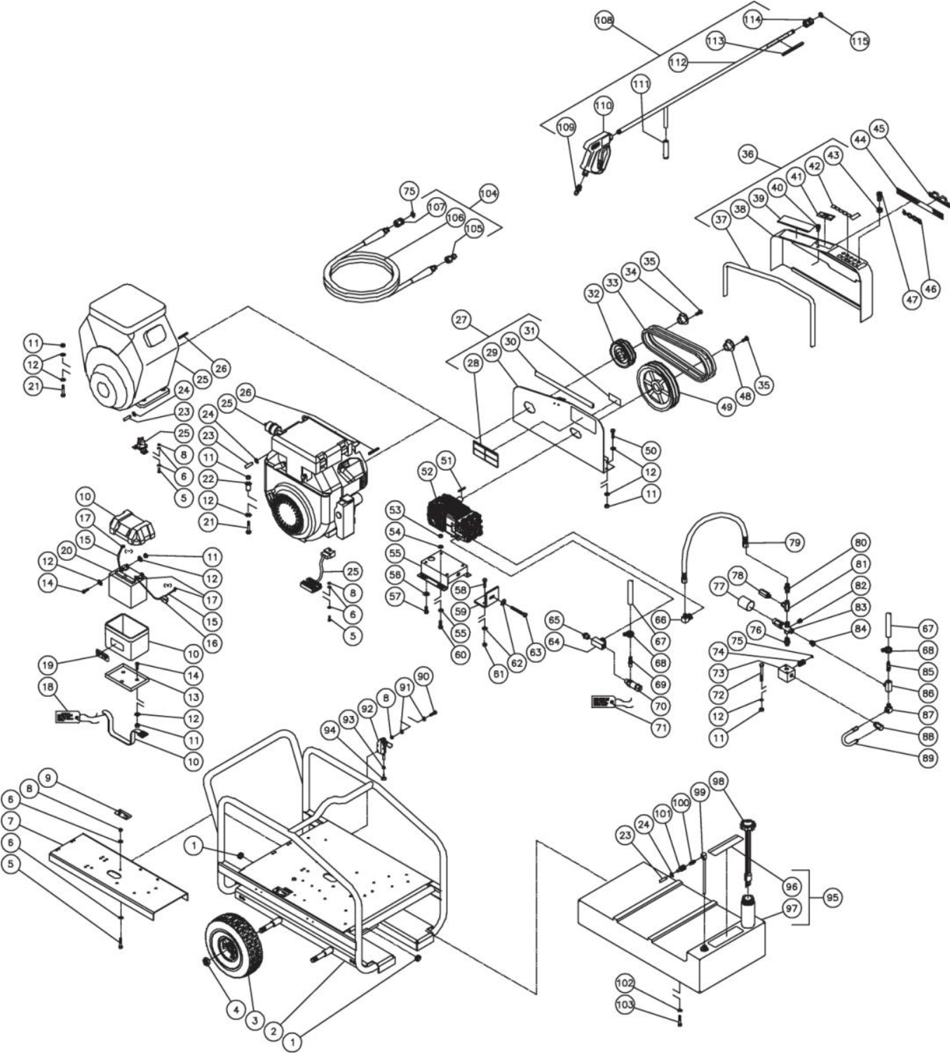 CWC-5004-1MGH (sn:10073562-10182543), CWC-5004-1MGV (sn:10073652-10182543) Frame Assembly Parts by Mi-T-M