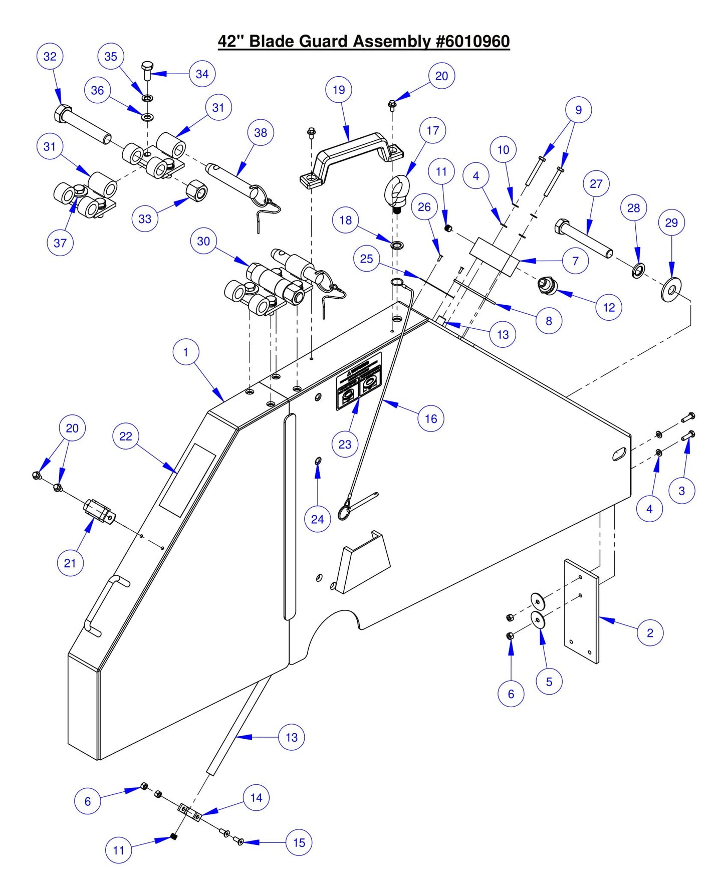 CC6561/CC6561-3/CC6571/CC6571-3 42" Blade Guard Assembly Parts