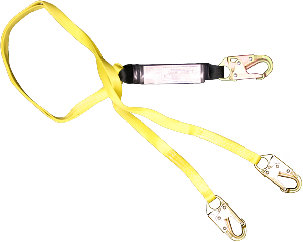 440AZ 6' Dual Leg Shock Absorbing webbing lanyard Yellow by FrenchCreek Production