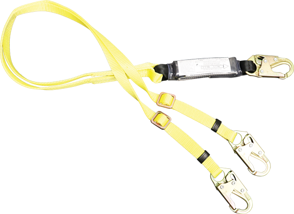 440AB 6' Dual Leg Adjustable Shock Absorbing webbing lanyard Yellow by FrenchCreek Production