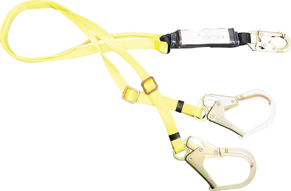 444AB 6' Dual leg Shock absorbing adjustable lanyard. Yellow by FrenchCreek Production