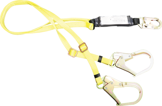 444AB 6' Dual leg Shock absorbing adjustable lanyard. Yellow by FrenchCreek Production