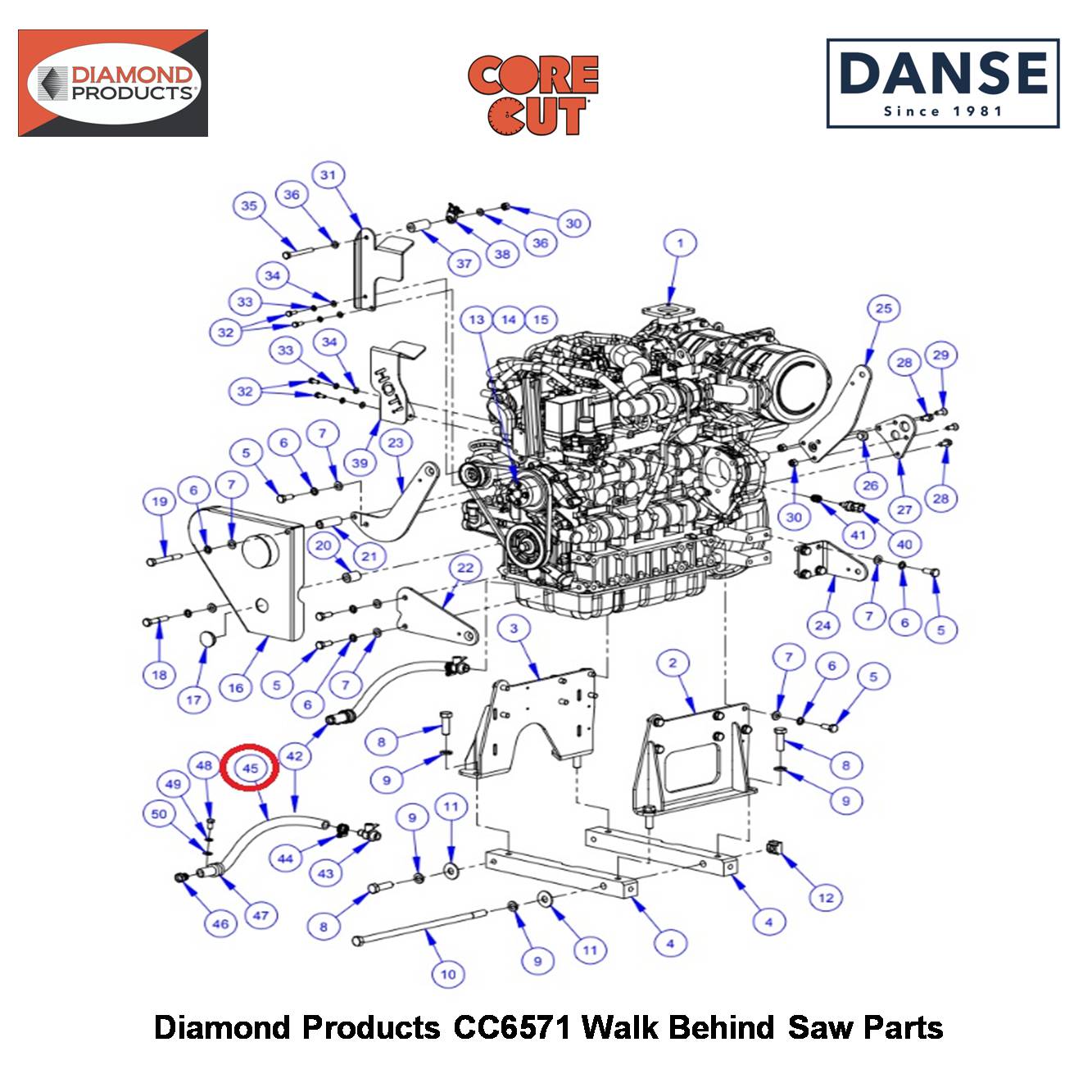 Oil Drain Hose, 5/8" I.D. x 17" 6019086 Fits Core Cut CC6571 Walk Behind Saw By Diamond Products
