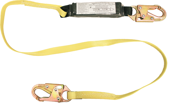 450A 6' Shock Absorbing webbing lanyard Yellow by FrenchCreek Production