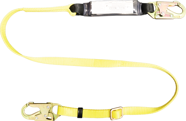 450AB 6' Adjustable shock absorbing webbing lanyard Yellow by FrenchCreek Production