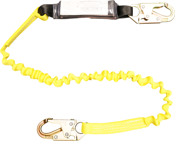 450AS 6' Tubular Elastic, Shock Absorbing webbing lanyard Yellow by FrenchCreek Production