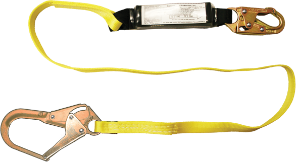 454A 6' Shock Absorbing webbing lanyard Yellow by FrenchCreek Production