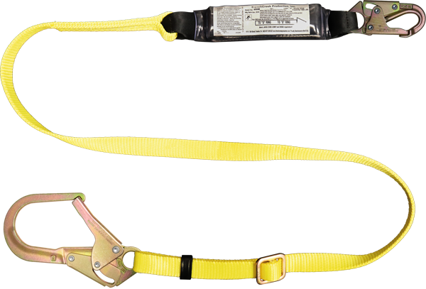 454AB 6' Adjustable shock absorbing webbing lanyard Yellow by FrenchCreek Production
