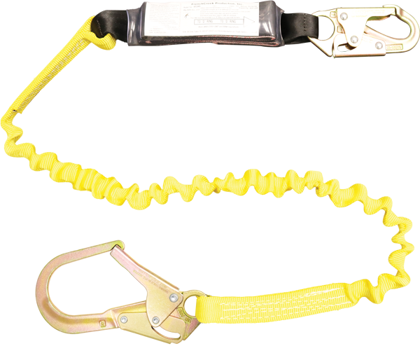 454AS 6' Tubular Elastic, Shock Absorbing webbing lanyard Yellow by FrenchCreek Production