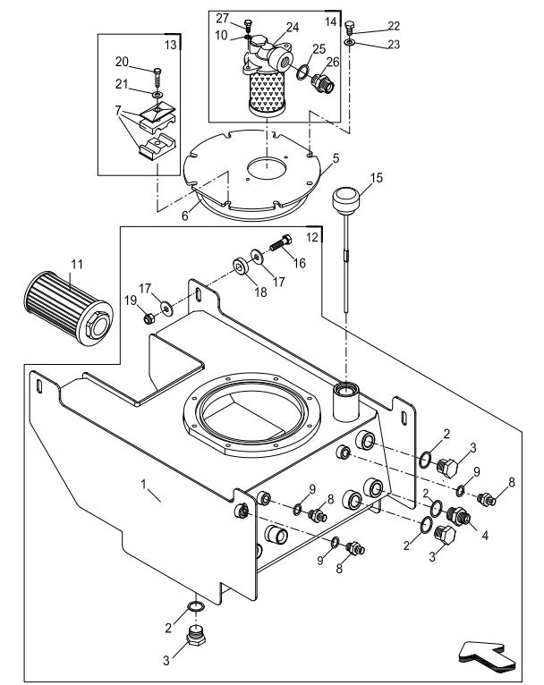 AT14F & AT14S Hydraulic Tank Assembly Illustration Parts By Allen Engineering